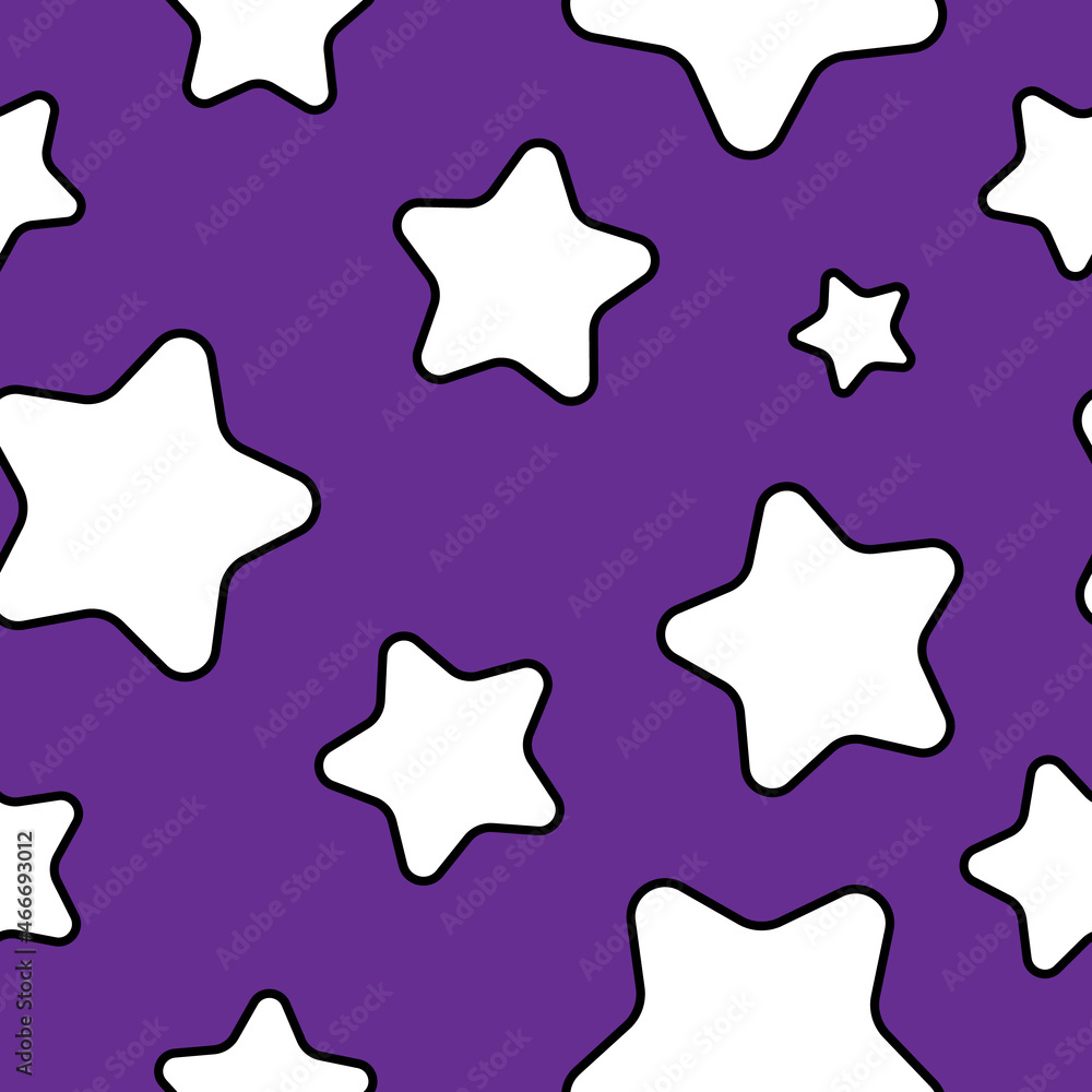 black and white stars on purple background seamless pattern / repeating / Tile black and white stars on purple background seamless pattern / repeating / Tile