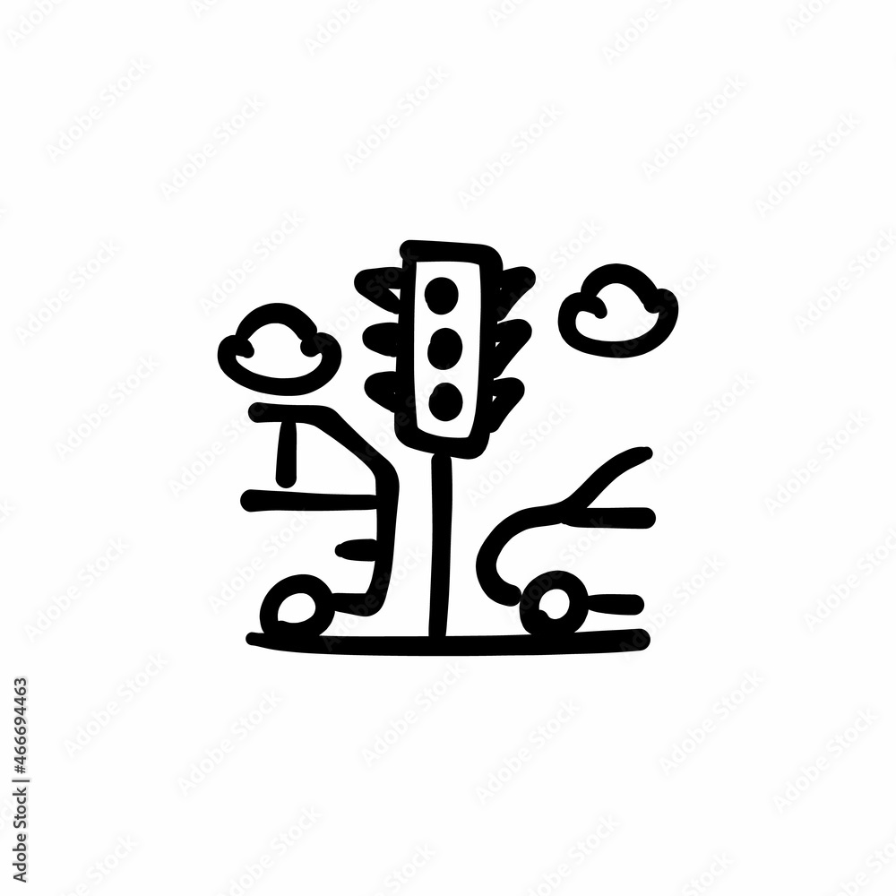 Fototapeta premium Traffic lights icon in vector. Logotype - Doodle
