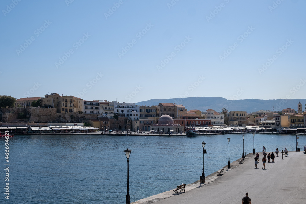 Fototapeta premium Old venetian harbor of Chania, and the pier