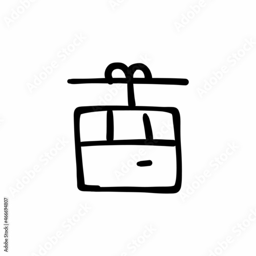 Cable car icon in vector. Logotype - Doodle