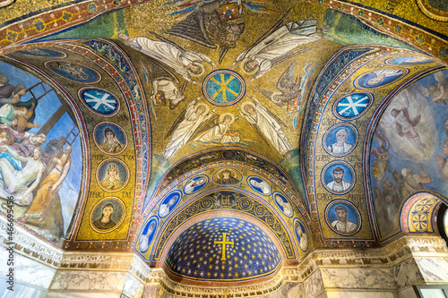Mosaics of the Chapel of Sant Andrea or Archiepiscopal Chapel in Ravenna, Italy. The only existing archiepiscopal chapel of the early Christian era photo