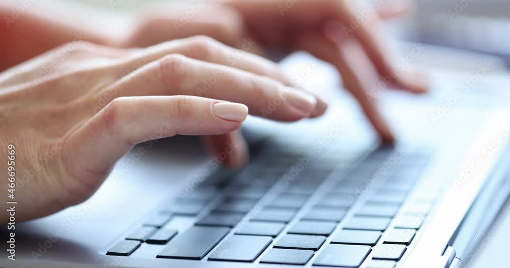 Female hands are typing on computer keyboard 4k movie Female hands are typing on computer keyboard 4k movie