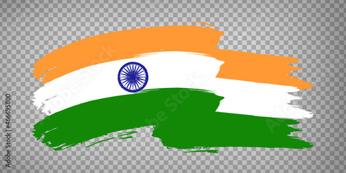 Flag of India from brush strokes. Waving Flag Republic of the India on transparent background for your web site design, app, UI. Stock vector.  EPS10.