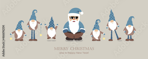 cool santa claus and his helper gnome christmas cartoon