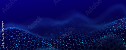 Network connection structure. Data transfer. Abstract background with interweaving of dots and lines. 3D rendering. © Olena