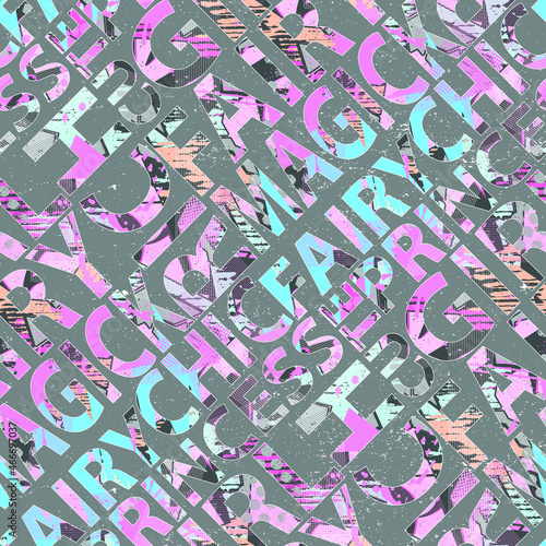 Abstract seamless fashion print with girls slogan. Repeated graffiti pattern for  textile, sport clothes, wrapping paper,  T-shirts,  web. 