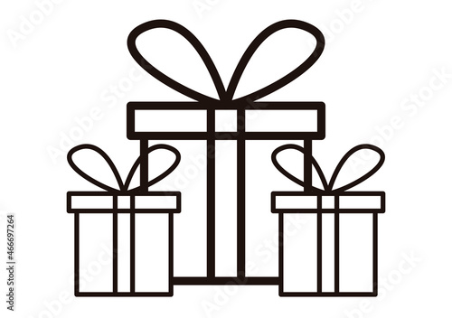 Icono negro de regalos en fondo blanco.
