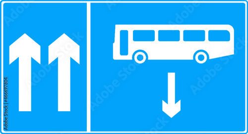 Contra-flow bus lane traffic sign where buses can drive the opposite direction to the rest of the traffic