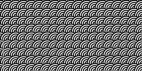 Pattern seamless circle abstract wave background. Geometric line vector. black and white