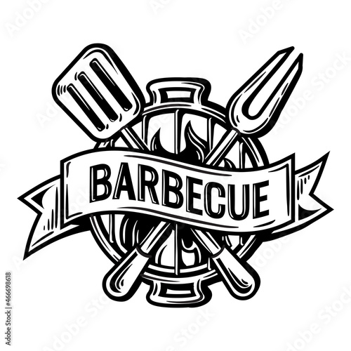 Barbecue party logo Sketch hand made vector
