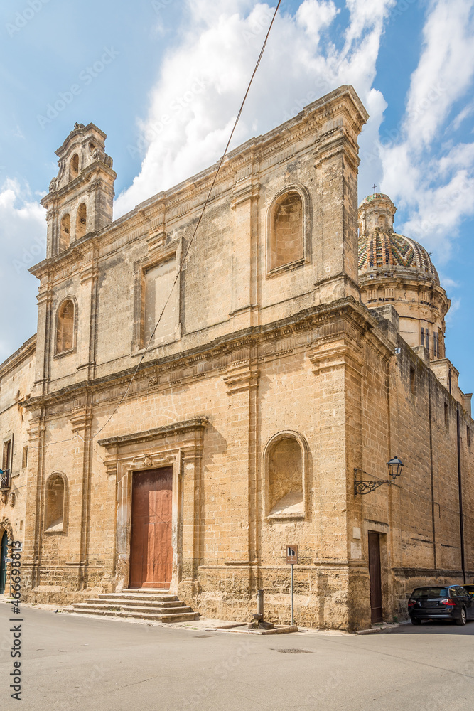 View at the Church of San Sebastian in the streets of Francavilla Fontana - Italy