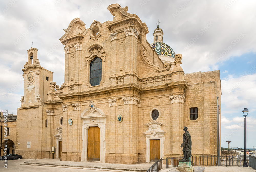 View at the Cathedral of Santa Maria Assunta in the streets of Oria - Italy