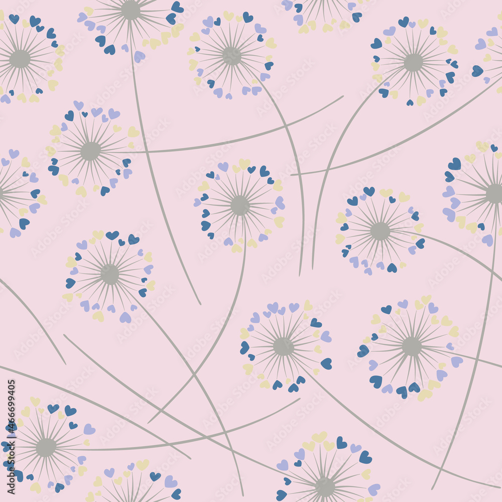 Dandelion blowing vector floral seamless pattern. Dandelion blowing vector floral seamless pattern.