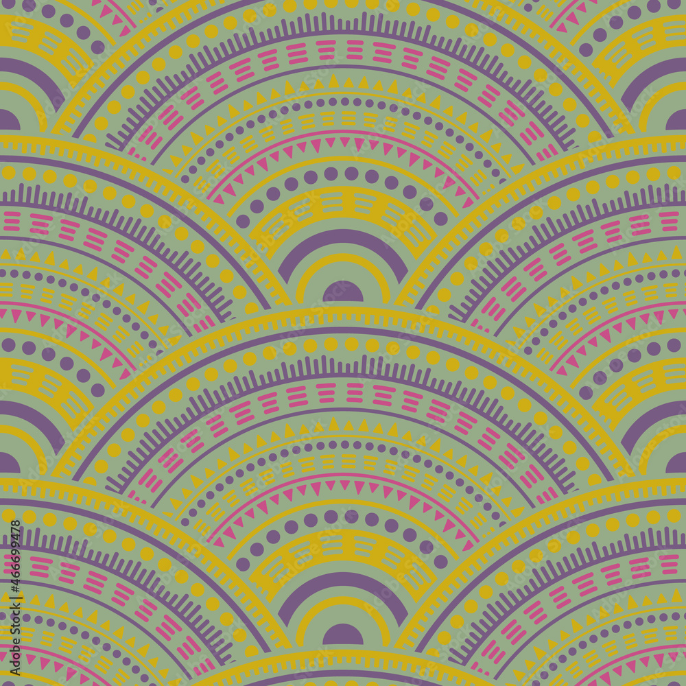 Ethnic circle shapes seamless geometric pattern. Ethnic circle shapes seamless geometric pattern.