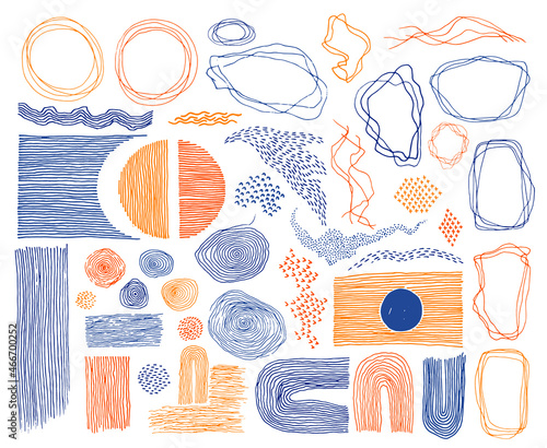 Scribble frames, lines and dots texture backgrounds vector collection.