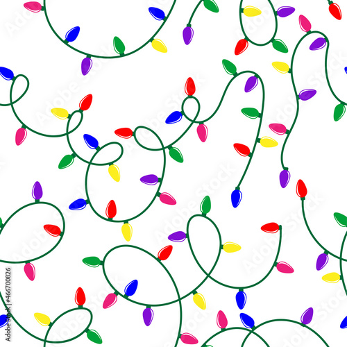 Christmas light bulb ornament pattern - funny hand drawn doodle, seamless pattern. Lettering poster or t-shirt textile graphic design. Wallpaper, wrapping paper, background.