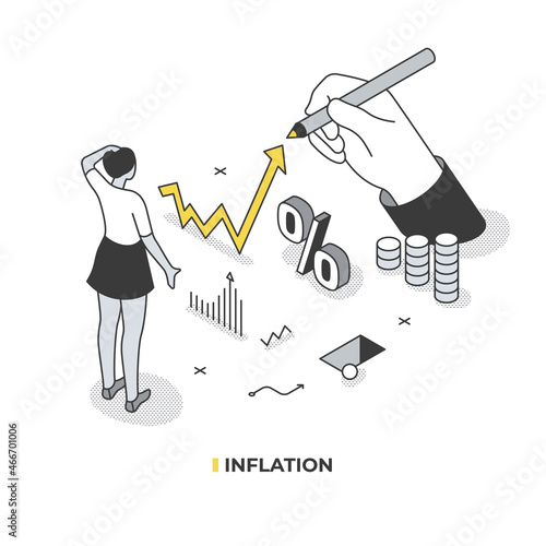 Inflation Concept Isometric Illustration