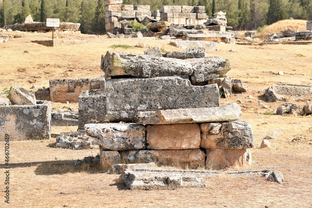 The ruins of the ancient city of Herapolis.Ancient ruins.