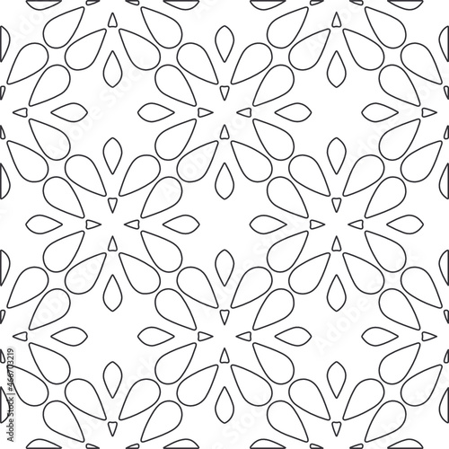 floral pattern background.Repeating geometric pattern from striped elements.   Black and white pattern.