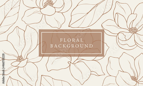 Hand drawn vintage magnolia flower background