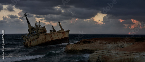 Edro III Shipwreck At Sunset