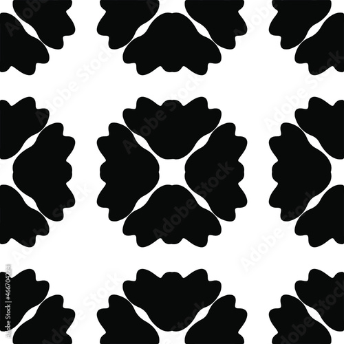 Vector seamless pattern. Modern stylish texture. Composition from regularly repeating geometrical element. Monochrome, simple. Vector illustrations. Black and white pattern.