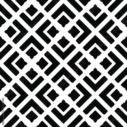 Vector seamless pattern. Modern stylish texture. Composition from regularly repeating geometrical element. Monochrome, simple. Vector illustrations. Black and white pattern.
