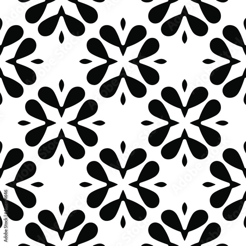 Vector seamless pattern. Modern stylish texture. Composition from regularly repeating geometrical element. Monochrome, simple. Vector illustrations. Black and white pattern.