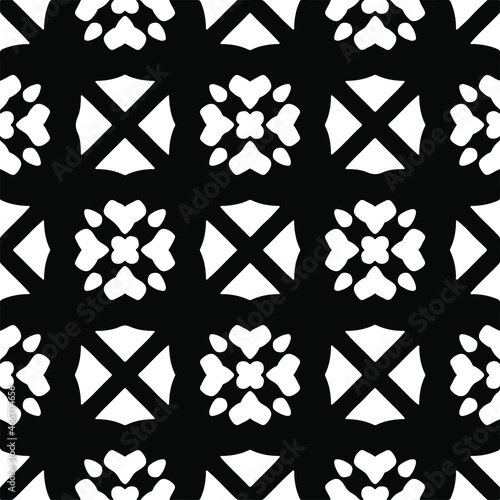 Vector seamless pattern. Modern stylish texture. Composition from regularly repeating geometrical element. Monochrome, simple. Vector illustrations. Black and white pattern.