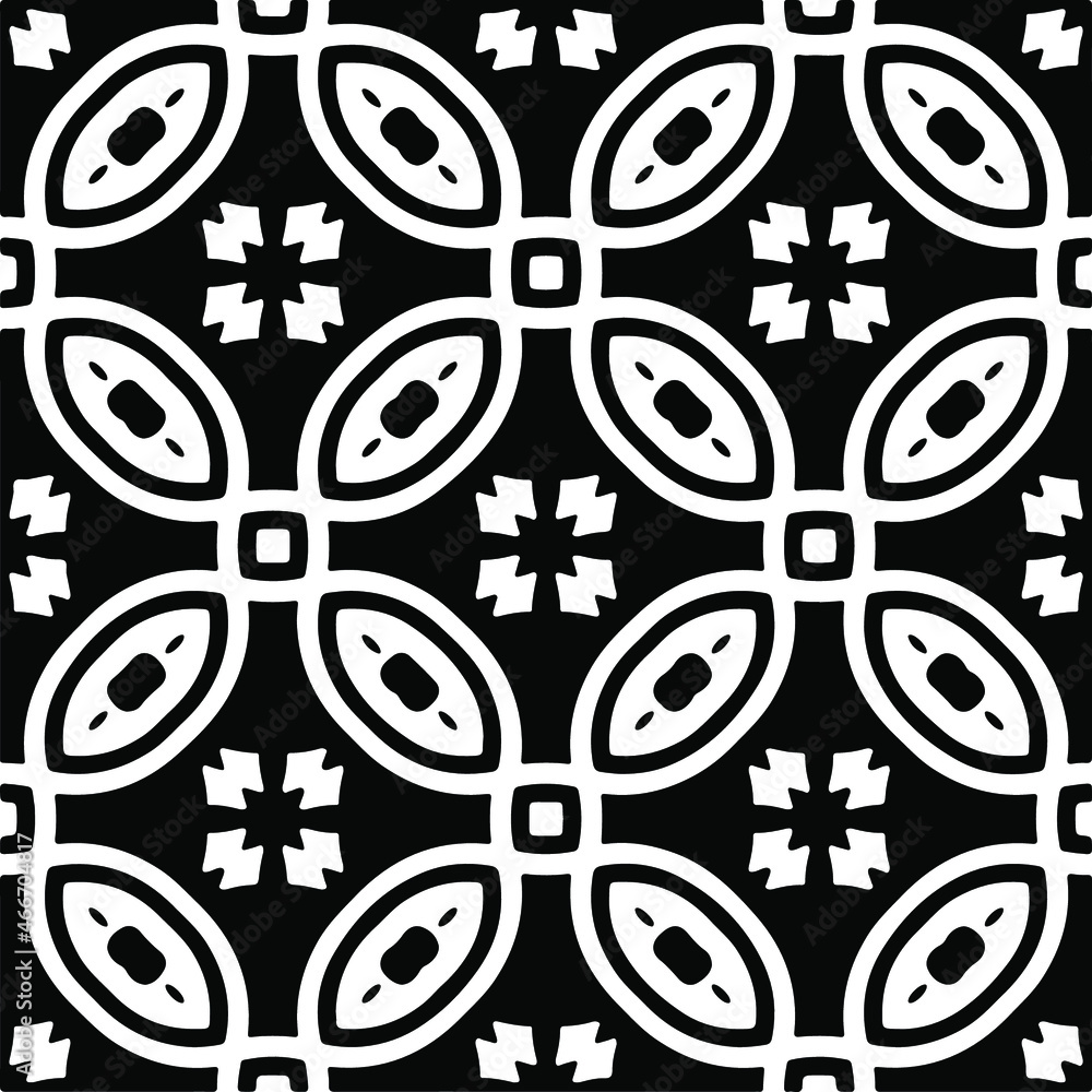 Obraz premium Vector seamless pattern. Modern stylish texture. Composition from regularly repeating geometrical element. Monochrome, simple. Vector illustrations. Black and white pattern.