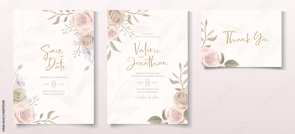 Beautiful roses invitation card template