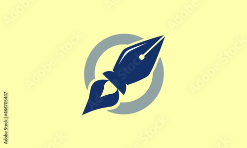 Rocket Pen Tool Logo Vector