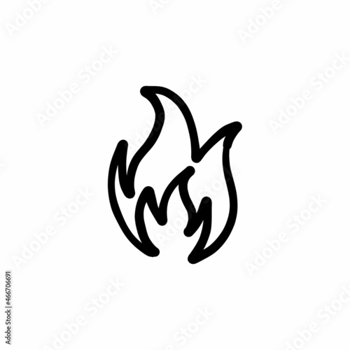 Burning flame icon in vector. Logotype - Doodle