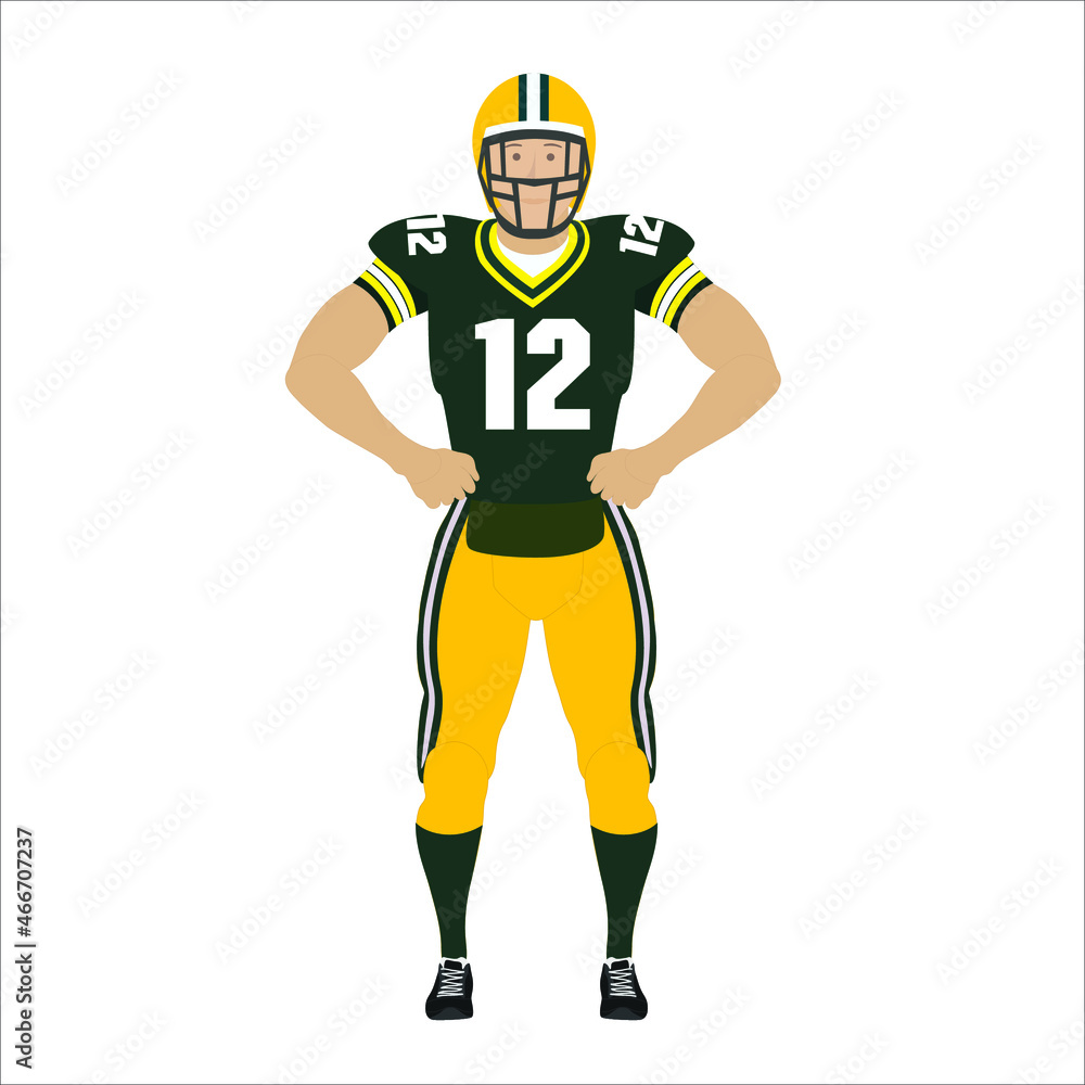 American football team player, prepared for 2D animation