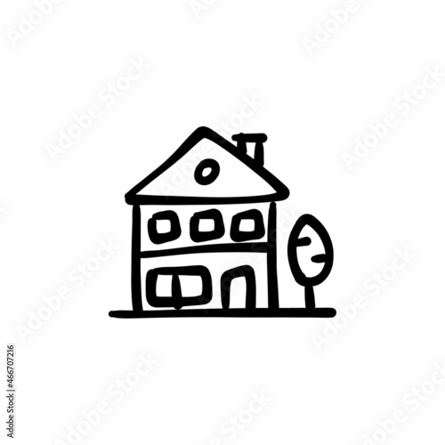 Stow farmhouse icon in vector. Logotype - Doodle