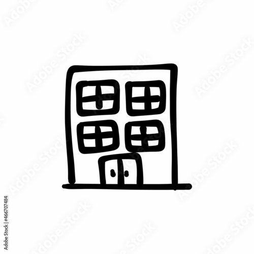 Hospital icon in vector. Logotype - Doodle