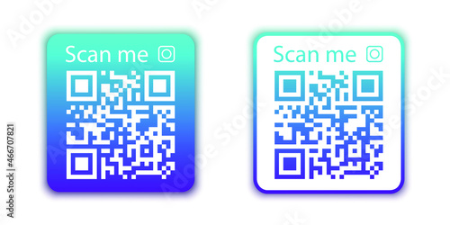 QR code for smartphone. Inscription scan me colourful set icon. Qr code for payment. Vector illustration