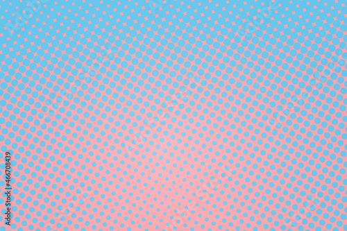 Pop art colorful comics book magazine cover. Polka dots blue and pink background. Cartoon funny dotted retro pattern. Vector halftone illustration. Template design for poster, card, flyer