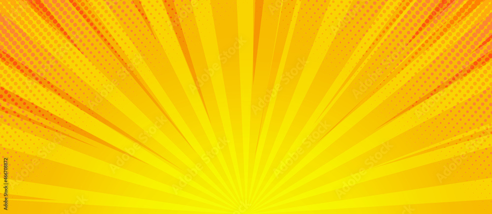 Pop art yellow comics book cartoon magazine cover. Cartoon funny retro pattern strip mock up. Vector halftone illustration. Vintage backdrop for comic superhero text, speech bubble, message. Pop art yellow comics book cartoon magazine cover. Cartoon funny retro pattern strip mock up. Vector halftone illustration. Vintage backdrop for comic superhero text, speech bubble, message.