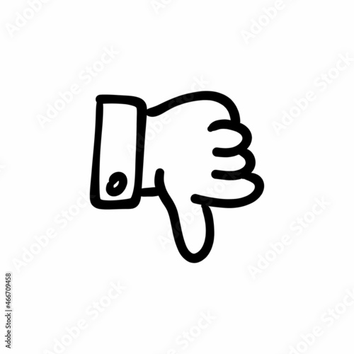 Thumb down icon in vector. Logotype - Doodle