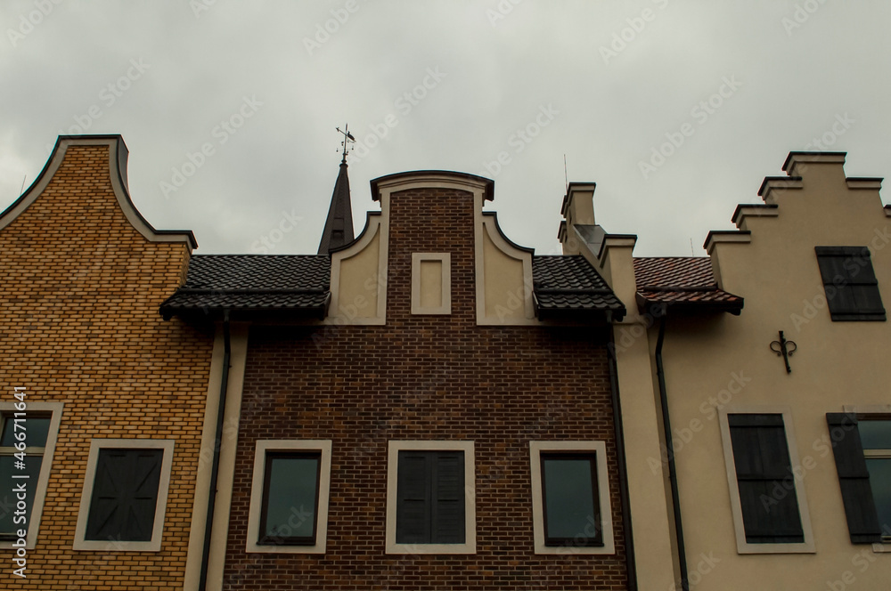 Old house with windows, beautiful brick houses