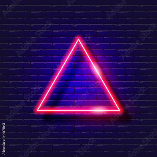 Triangle Abstract neon sign. Glowing geometric figure for design.