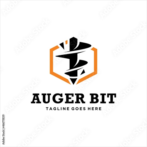 Drill Auger Bit Logo Design Vector Image