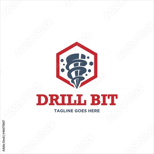 Drill Auger Bit Logo Design Vector Image