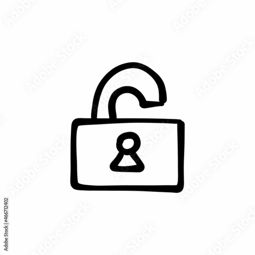 Pin tumbler lock icon in vector. Logotype - Doodle