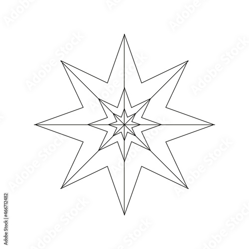 a sketch of an eight angle star in black and white