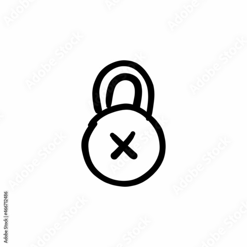 Lock reject icon in vector. Logotype - Doodle