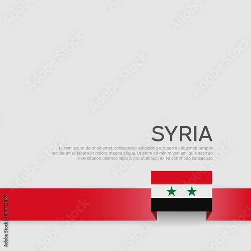Syria flag background. State patriotic syrian banner, cover. Ribbon color flag of syria on a white background. National poster. Business booklet. Vector tricolor flat design