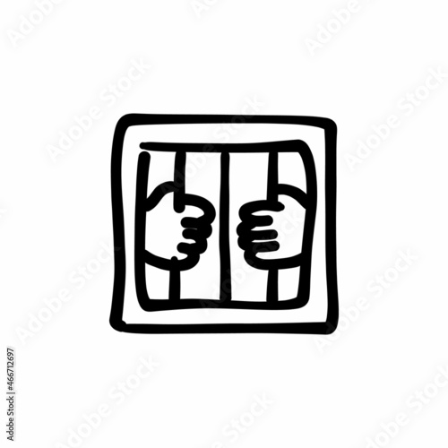 Prison cell icon in vector. Logotype - Doodle photo