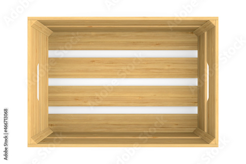 empty wooden crate on white background. Isolated 3D illustration